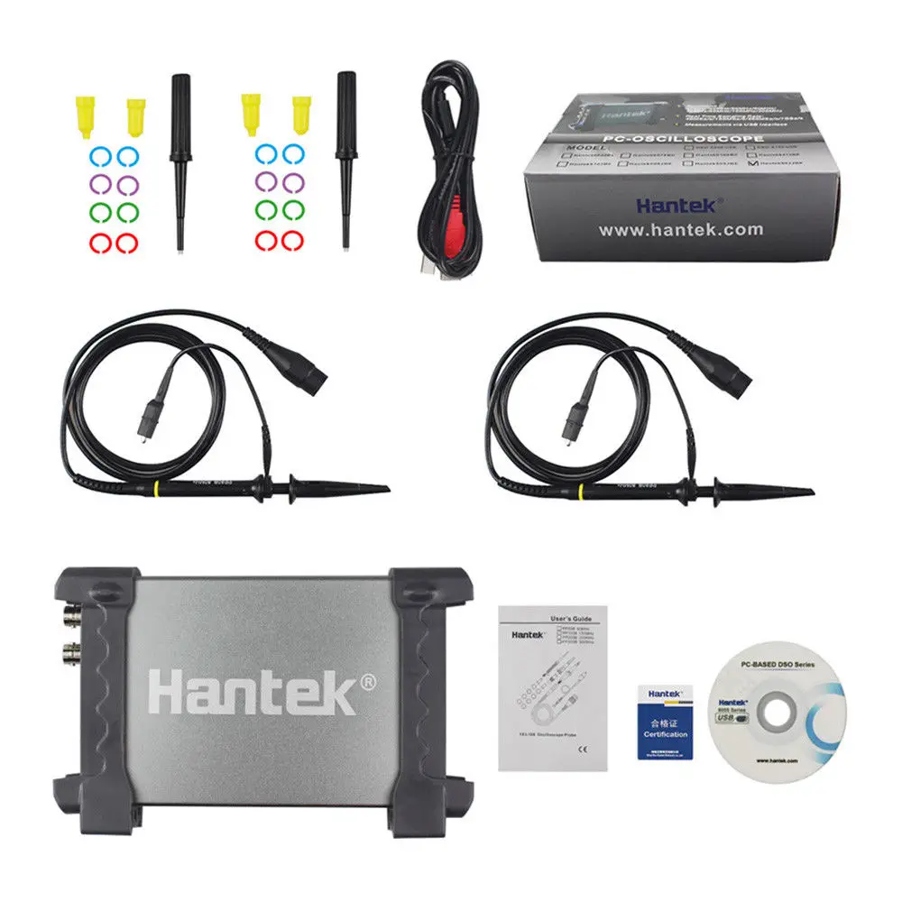 Hantek 6022BE PC USB цифровой осциллограф виртуальный Портативный Осциллограф 2 канала 20