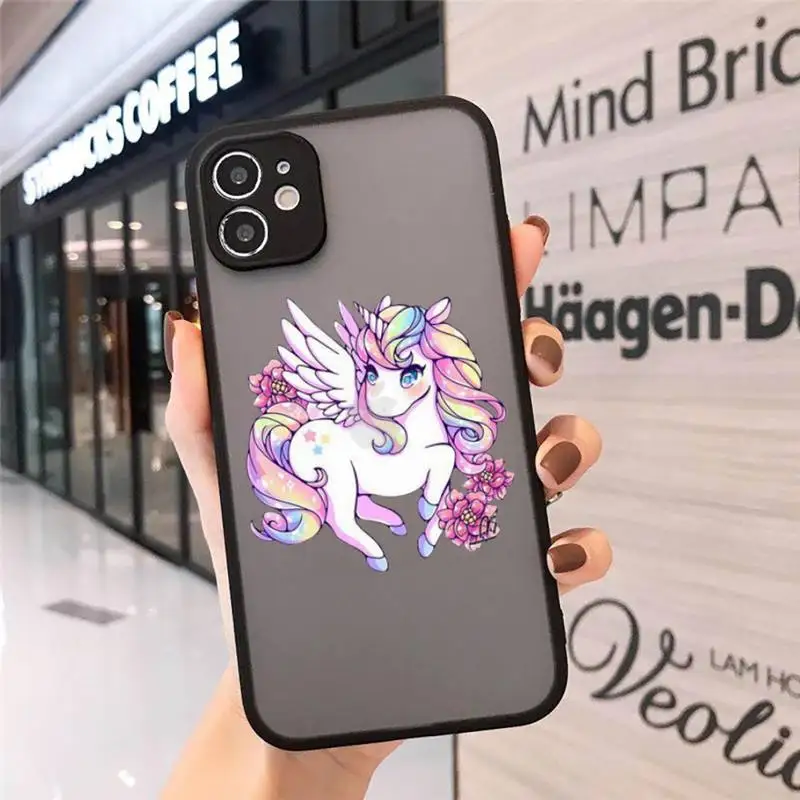 

unicorn Phone Cases matte transparent For iphone 7 8 11 12 plus mini x xs xr pro max cover