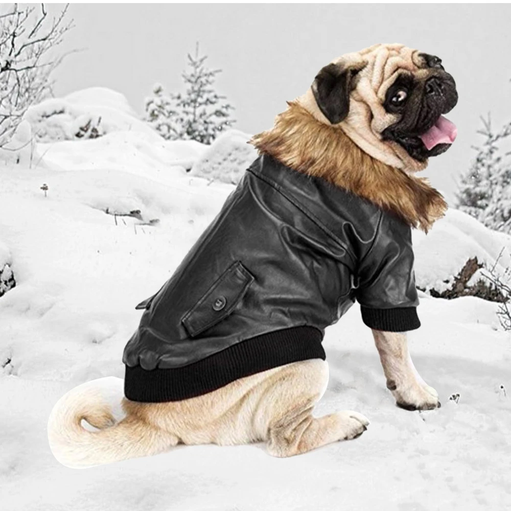 Одежда для собак кожаные зимние пальто теплые куртки щенков толстовки маленьких