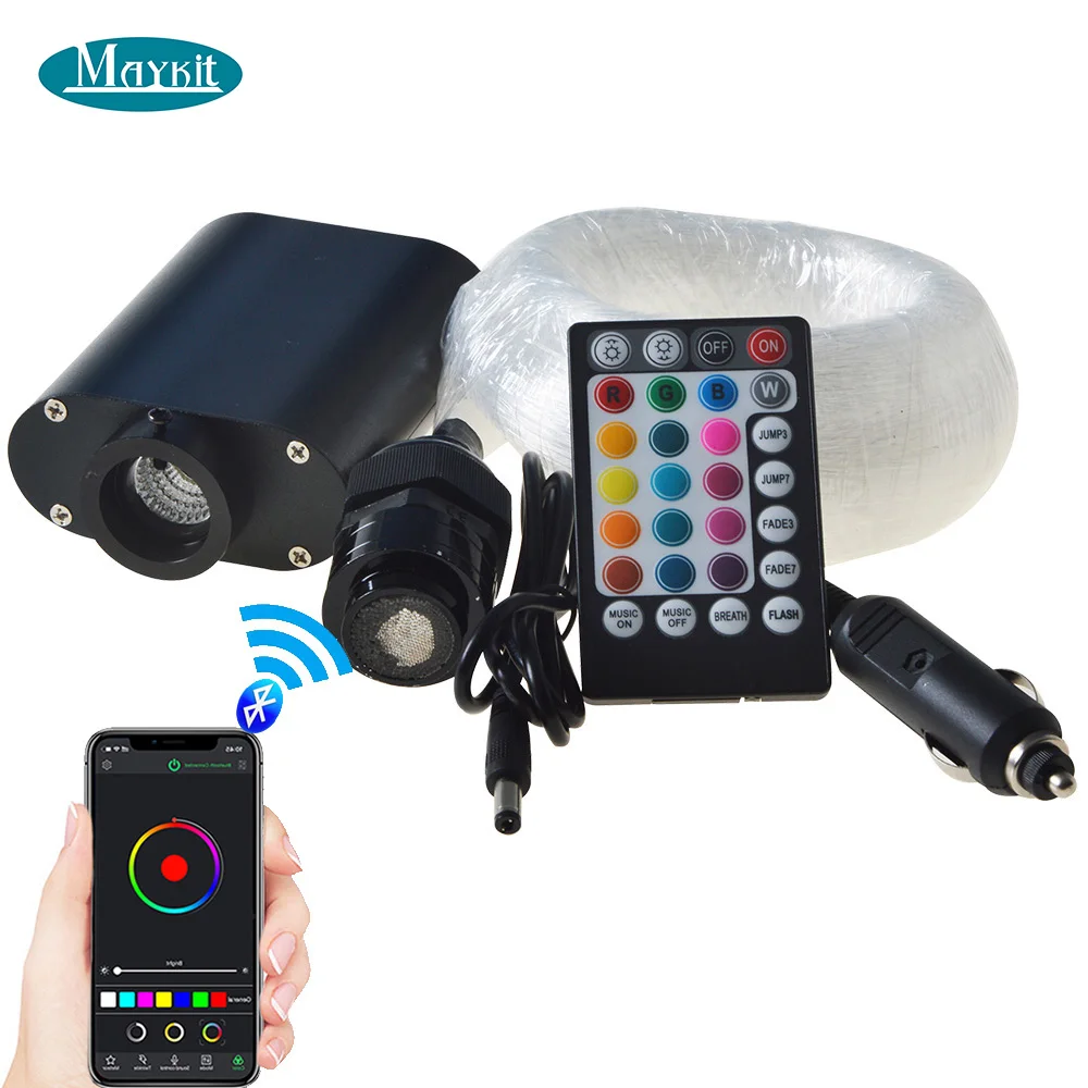 

Maykit APP RF 12W RGB + W волоконно-оптисветильник свет s устройства светильник двигателя оптические волоконные концевые фитинги