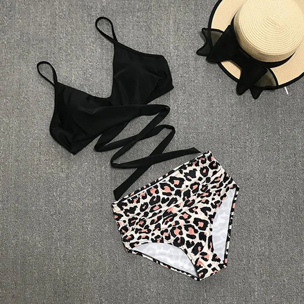 

Swimsuit Women High Waisted Bikini 2021 Woman Criss Cross Bikini Set Leopard Print Beachwear Bathing Suit Push Up Swimwear Women