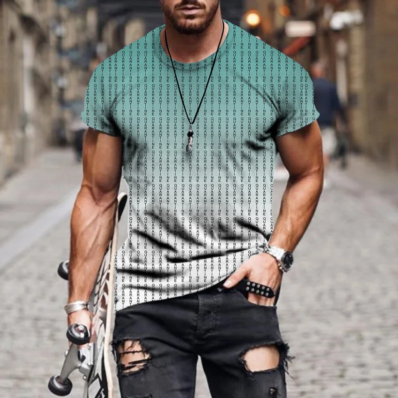 

Casual Striped Print T-shirt Men's Fashion Streetwear Slim Line Short Sleeve T-shirt Retro Style Oversized T-shirt New Arrival