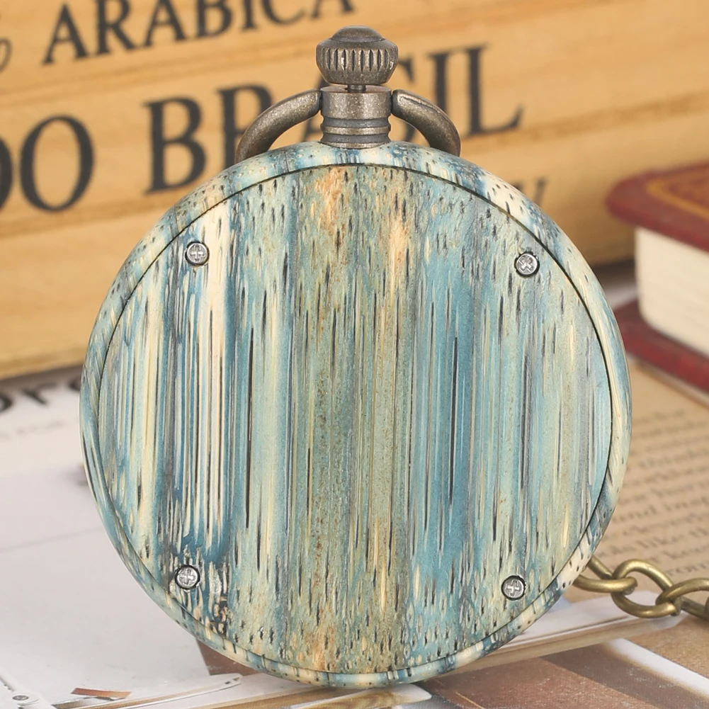 Special Green Bamboo Quartz Pocket Watch for Women Clear Arabic Numerals Wooden Watches Pendant | Наручные часы