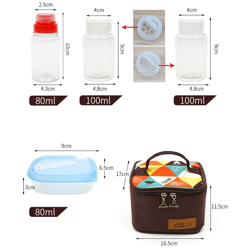

10pcs/Set Salt Sauce Condiment Bottles Seasoning Box Sugar Flavoring Container Portable Spice Pepper Jar For Outdoor BBQ