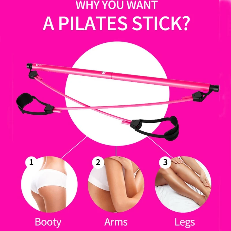 저렴한 조정 가능한 홈 요가 필라테스 운동 스틱 체육관 바디 운동을위한 저항 밴드와 휴대용 필라테스 바 키트