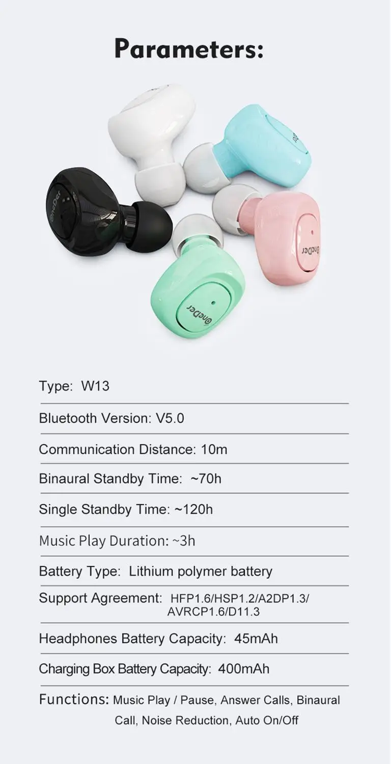 Наушники Laiyiqi 2022 Macaroon с шумоподавлением невидимые наушники bluetooth 5 0
