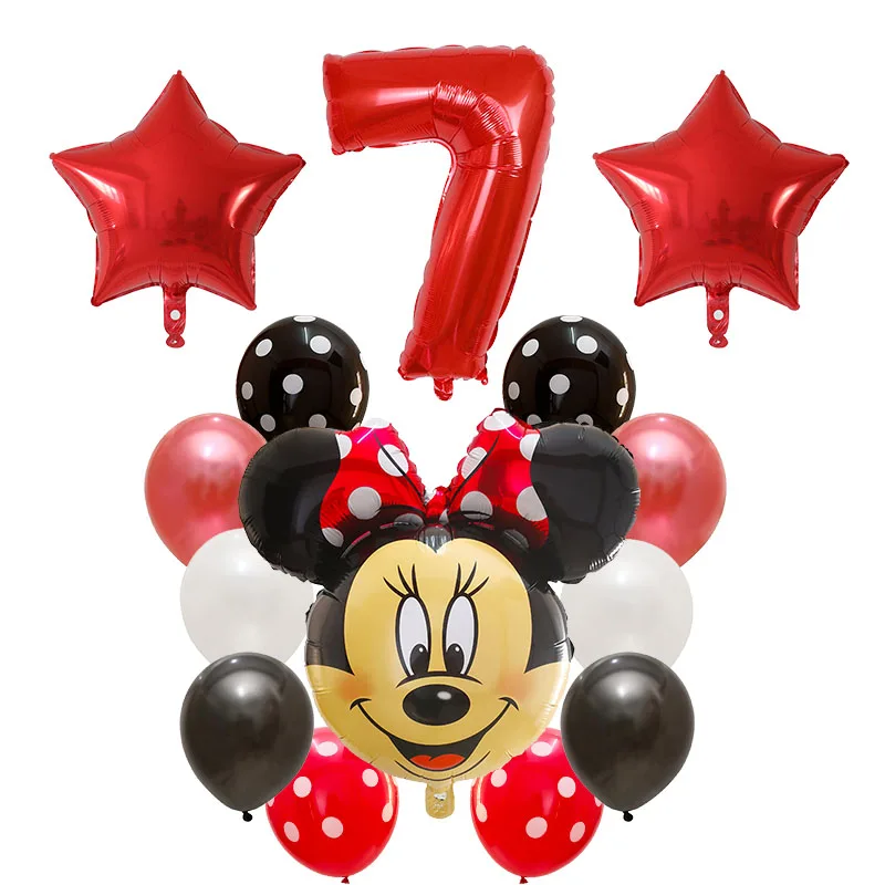

14Pcs/lot Disney Minnie Balloons Mickey Mouse Birthday Party Decorations Baby Shower Decor Kids Toy Number Balloon Helium Globos