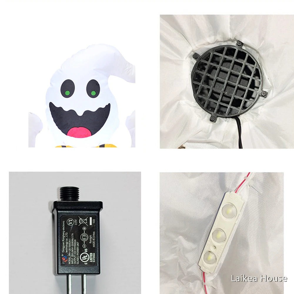 

1PCS Inflatable 1.2M Strap Pumpkin Ghost Halloween Outdoor Polyester Decoration US/EU Plug Halloween Decoration Horror Props