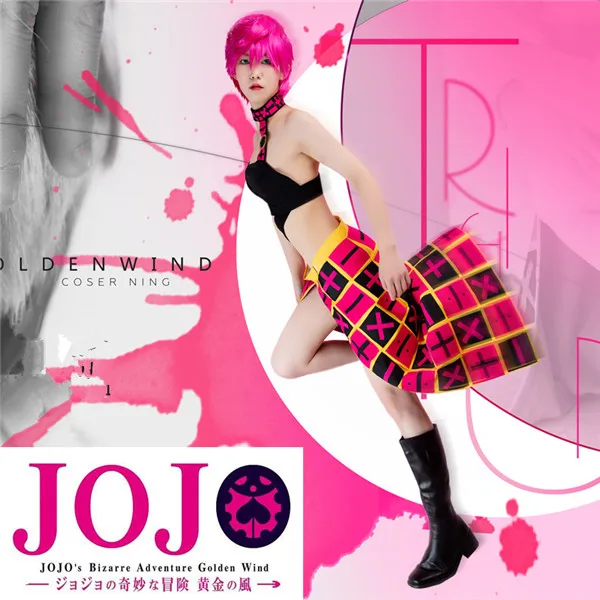 2019 JOJO Higashikata Josuke Goldenwind Trish Una сексуальное платье полный комплект|Костюмы аниме| |