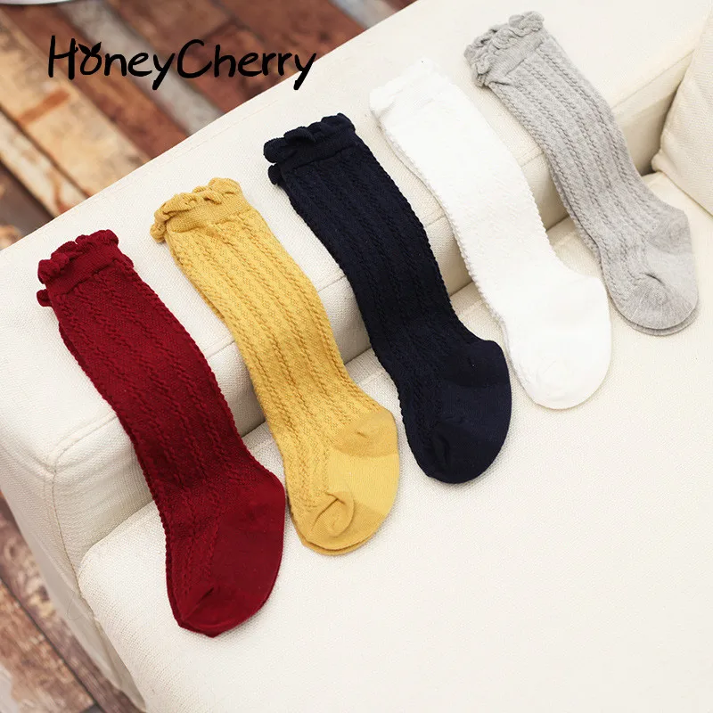 New Fashion spring Combed Cotton Socks Stockings Children's Pure Twist Knee girls baby | Мать и ребенок