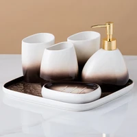 gradient brown ceramic sanitary ware piece wash suit couples brushing gargle bathroom amenities kitchenware