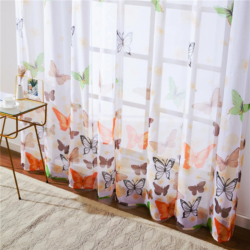Topfinel прозрачные шторы с бабочками для гостиной спальни красочные вуали кухонные
