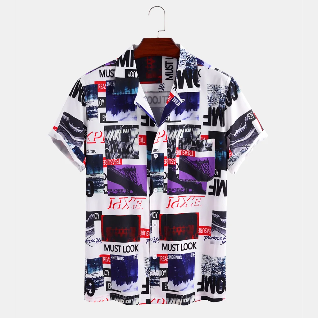 

New 2020 casual men's short sleeve fashion casual printed men's Short Sleeve Shirt