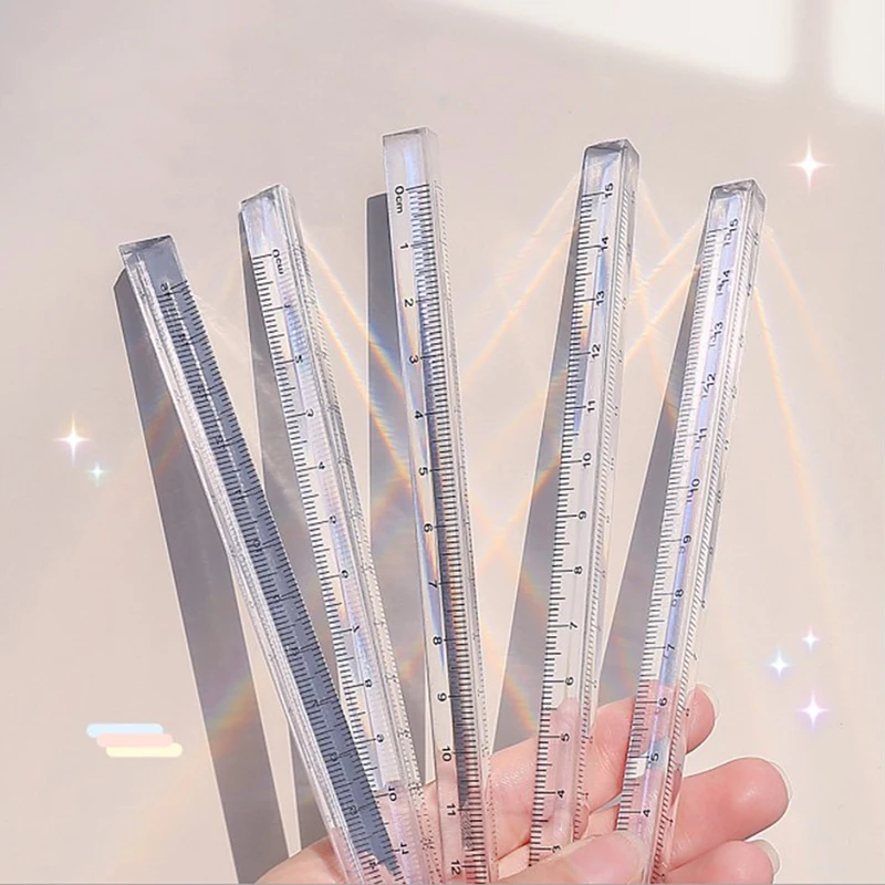 

1Pcs Transparent Plastic Triangle Ruler 0-15cm Straight Ruler for artists Designers Student Stationery School Supplies