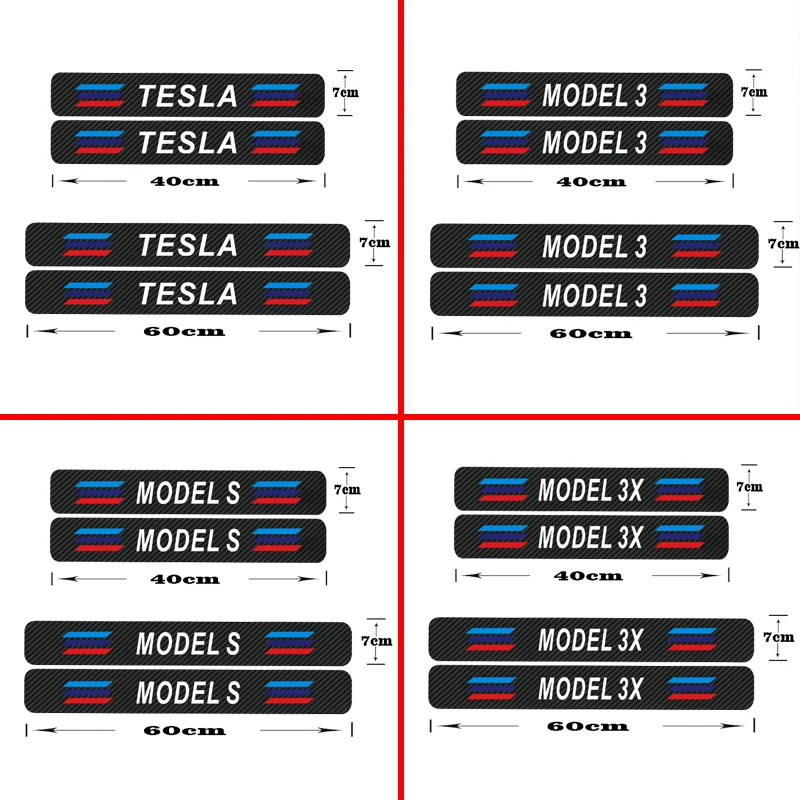 

Car Door Sill Scuff Plate Decor Sticker For Tesla Model 3 S X 4PCS Car Door Sill Stickers Car Tuning Accessories