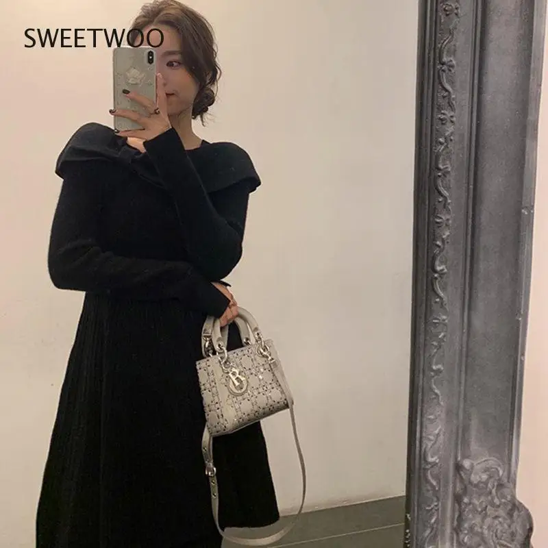 

Knit One Piece Dress Korean 2021 Spring Long Sleeve Slim Sweater Dress Women Casual Elegant Office Knit Dress Female Winter Cute