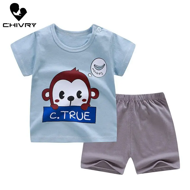 Новинка 2020 комплекты детской одежды для мальчиков летняя Милая футболка с