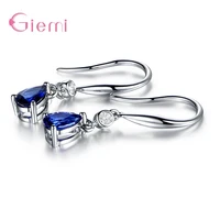 korean style water drop earrings for women 925 sterling silver tear drop austrian crystal pendientes mujer moda jewelry