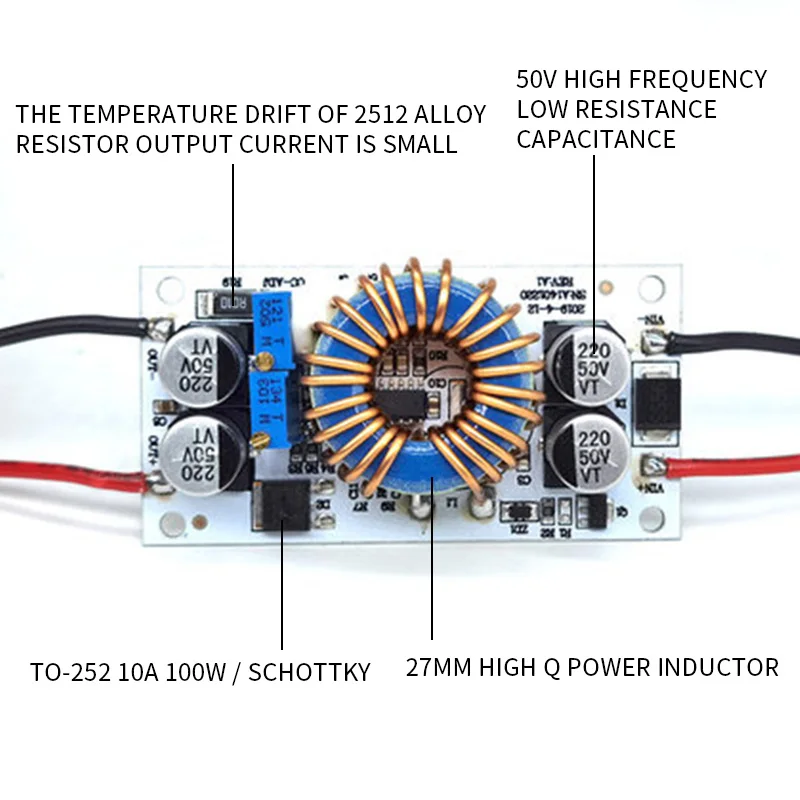 DC модуль 10A регулируемый шаг источника питания постоянного напряжения плата