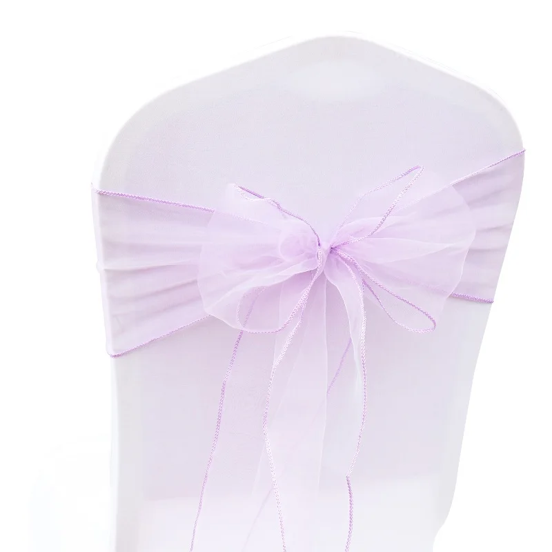 Lavender Лучшие продажи органзы стул пояса 100 шт./компл. свадебное платье из органзы стул, с закрытой пяткой, с бантом, рисунки в виде для банкета, праздника День рождения украшения - Цвет: Lavender
