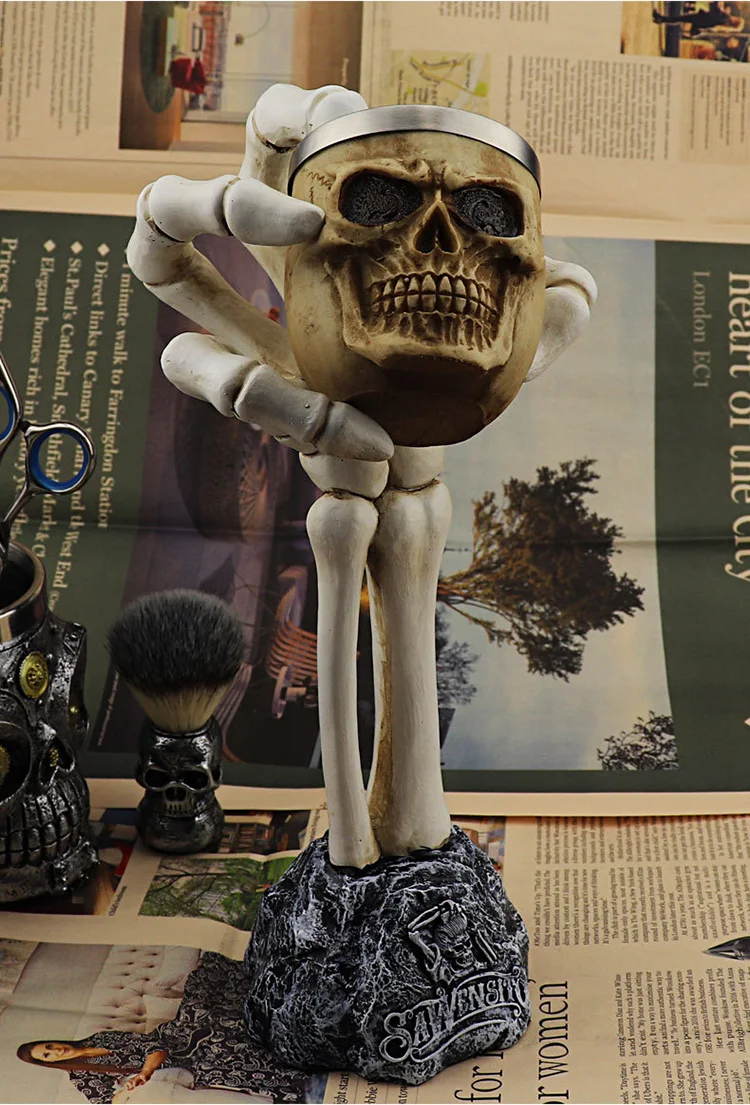 

CestoMen New Barbershop Storage Tool Retro Skull Handle Barber Accessories Artistic Decoration For Salon Hairdresser Bar Pub