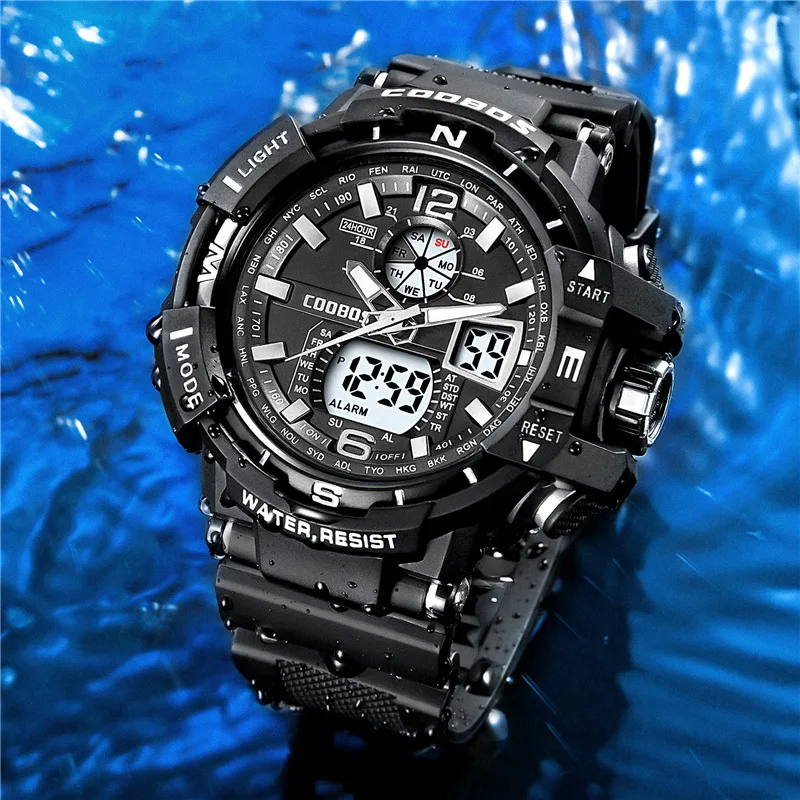 

2020 Dual Display Men Watch Sports Multifunction Waterproof Digital Wristwatches Army Clock los hombres de pantalla dual relojes