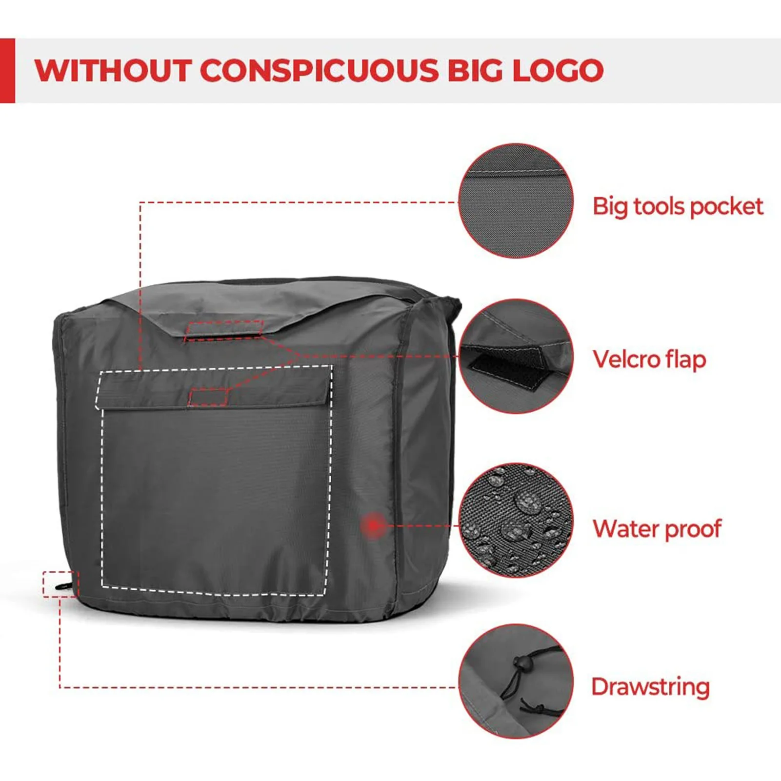 Ветрозащитный чехол для генератора черного цвета тент водонепроницаемая ткань