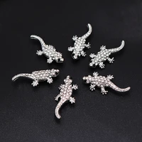 6pcs silver plated handmade rhinestone 3d giant salamander pendant diy charm earrings bracelet jewelry crafts metal accessories
