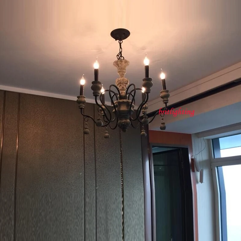 

led chandelier European and American Style Retro lighting Wrought iron chandelier lighting restaurant bar Cafe American Lighting