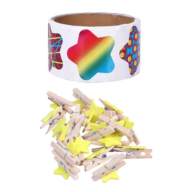 120 шт. DIY Аксессуары: 1 рулон 100 шт красочные наклейки звезды и 20 звезда шаблон карты