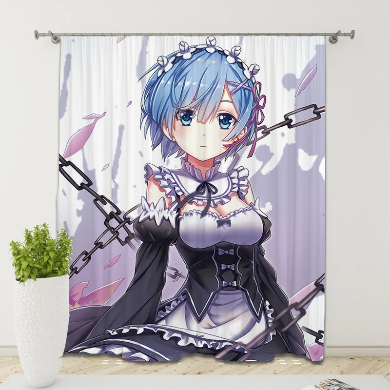 Популярные занавески с аниме рисунком Rem Ram для детской спальни гостиной домашний