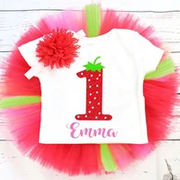 customized strawberry birthday outfit personalize first birthday shirt baby girl shower birthday outfit 1st birthday tutu shirt