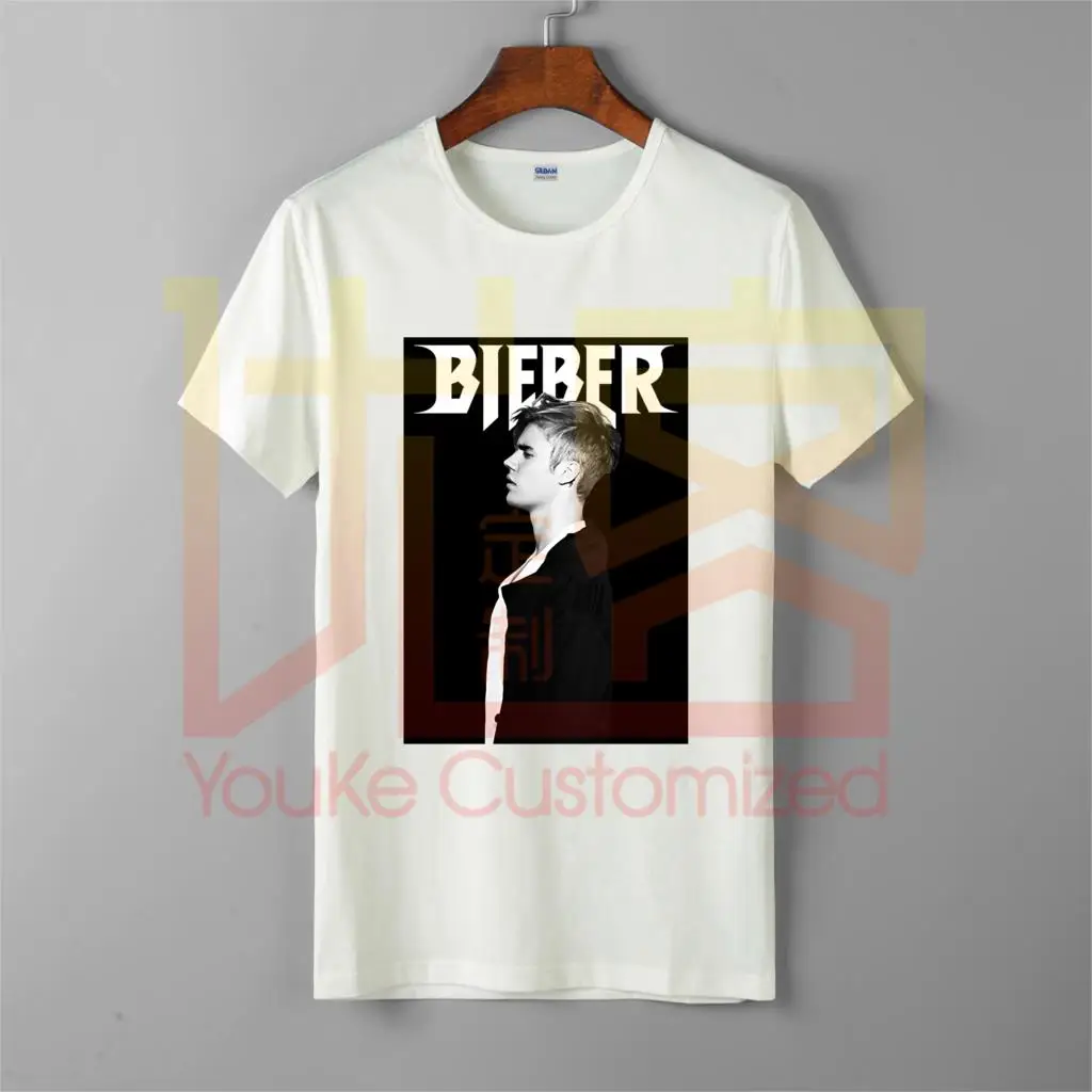 Джастин Бибер футболка Profile Мужская Горячая продажа o-образным вырезом 100% хлопок