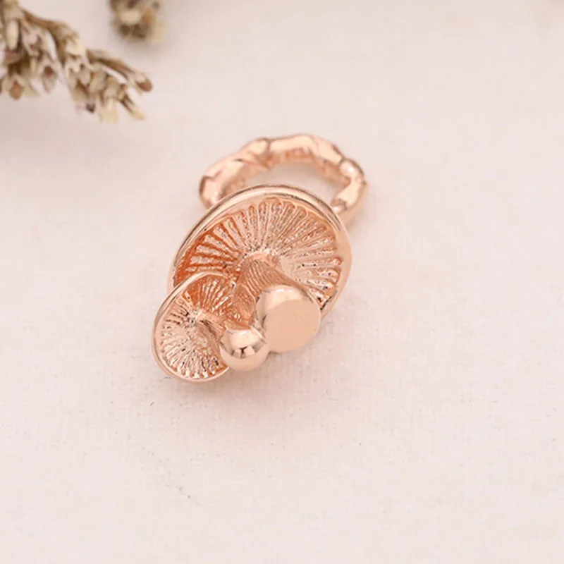 

100% 925 Sterling Silver Charm Rose Gold Sparkle Mushroom Pendant Fit Pandora Women Bracelet & Necklace Diy Jewelry