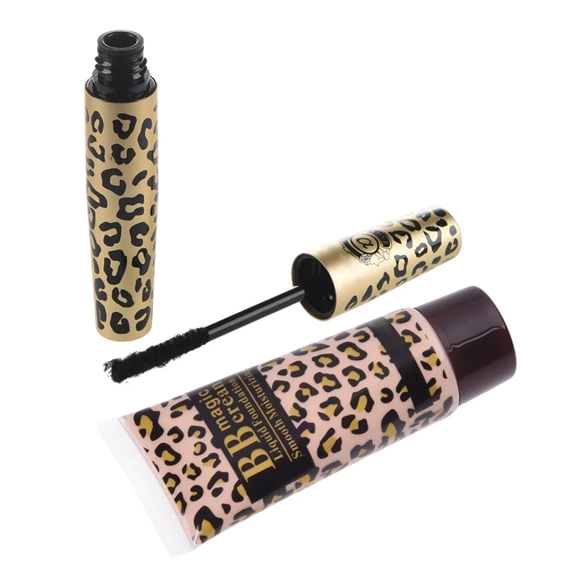 2 шт. тушь для ресниц накладная Кисть макияжа и черный леопардовый чехол 1 BB крем