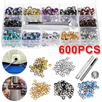 600pcs 5mm metal multicolor eyelets tools punch set with punch hole die hand knocking tools leather craft clothes accessories