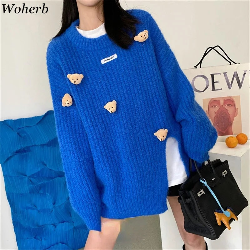 Женский свитер в японском стиле Woherb милые свободные свитеры винтажном модные
