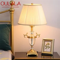 oulala crystal table lamp brass desk light modern fabric decorative for home living room bedroom office hotel