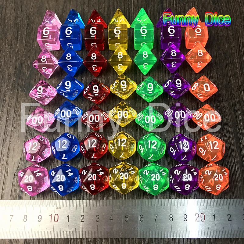 Высокое качество многогранные прозрачные/Прозрачные Цифровые игральные кости 7