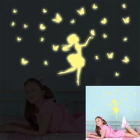 creative dandelion butterfly girl luminous wall stickers fluorescence living room bedroom decor art decals home decoration