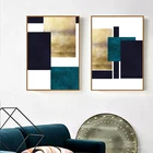 Абстрактные яркие цветные блоки синий черный золотой холст искусство Современное картина, печатный плакат для модного домашнего интерьера декор стен
