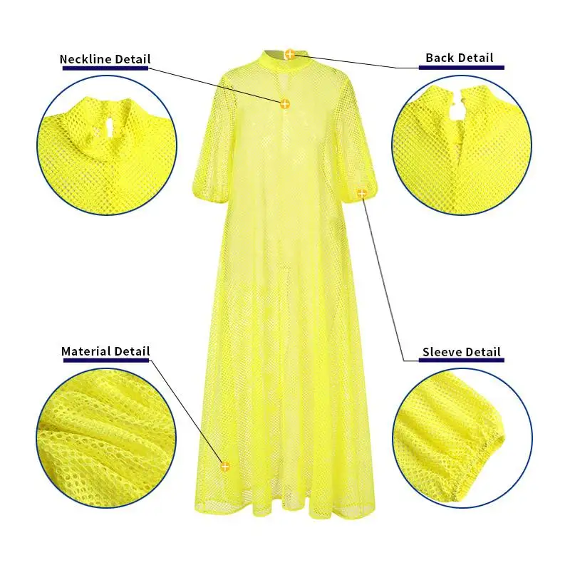 

Women Bohemian Dress 2021 VONDA Vintage Lantern Sleeve Hollow Out See Through Long Maxi Dresses Baggy Vestido Beach Robe Femme