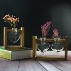 Деревянная рамка, стеклянная ваза в форме сердца, ваза для гидропонных растений, винтажный цветочный горшок, настольная Цветочная ваза, украшение для дома L