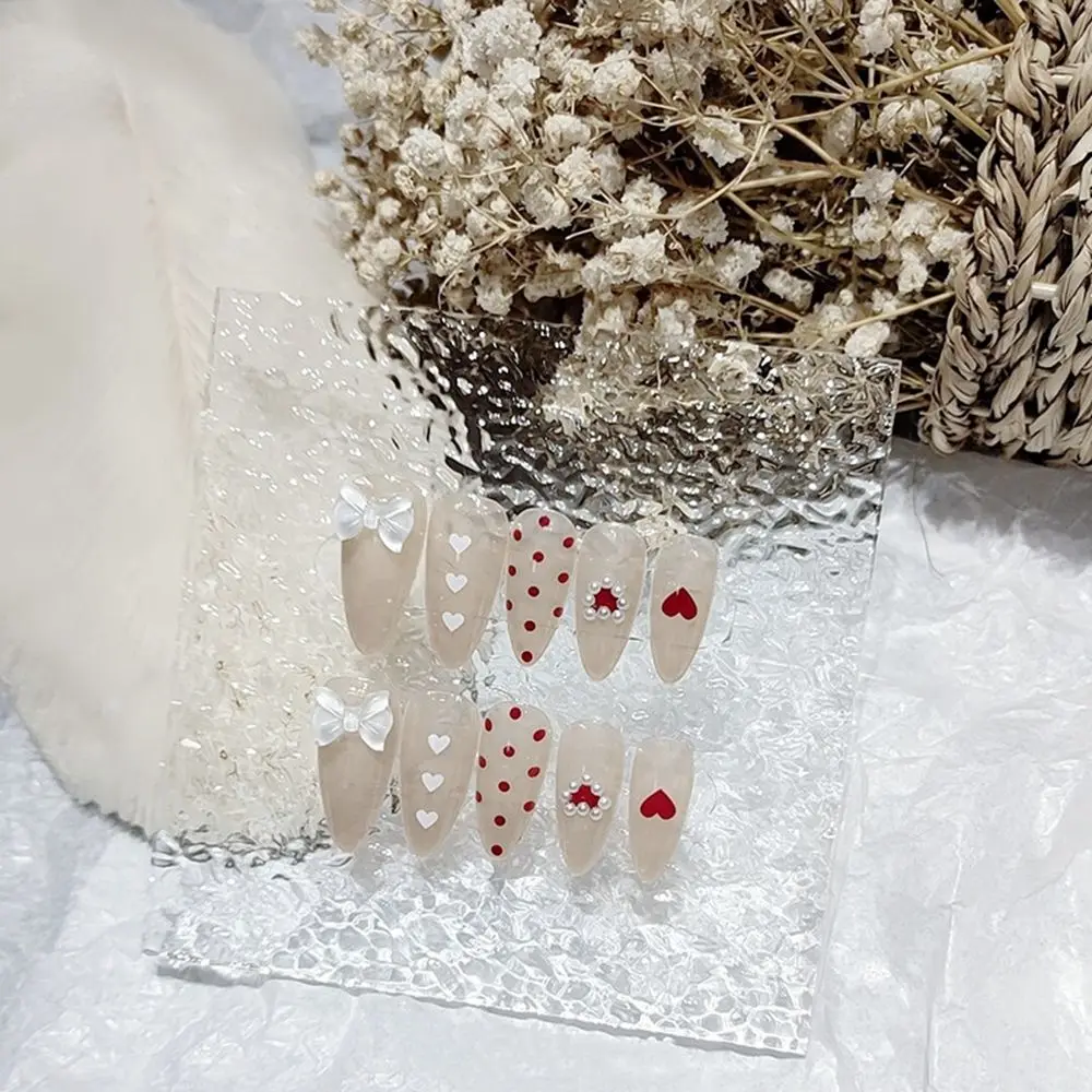 24 шт. накладные ногти на шпильке с сердечками и бантом | Красота здоровье