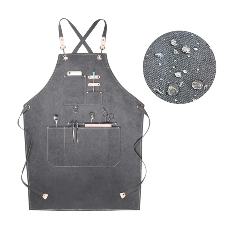 

Waterproof And Antifouling Canvas Apron Fashion Barista Milk Tea Flower Shop X4YE