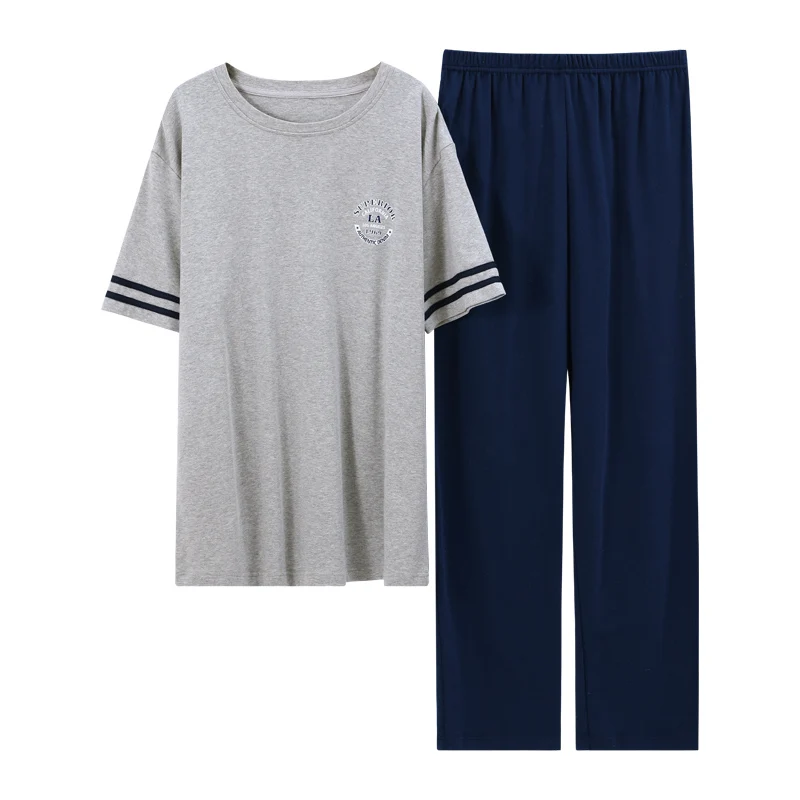 

Leisure Plus Size Simple Letter Print Couple Homewear New Summer Couple Pajamas Set Women Men Full Cotton Short Sleeve Sleepwear