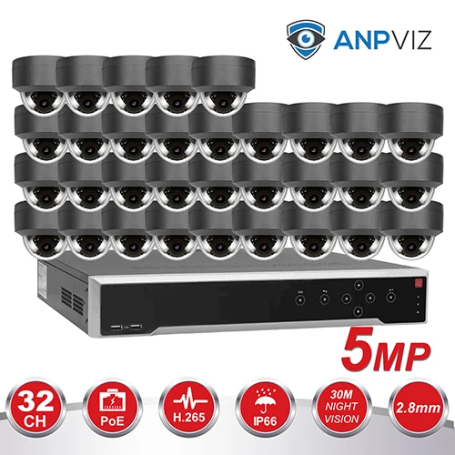 32PCS Gray KIT Hikvision OEM 32CH 4 к NVR KIT 16/20/32 шт. 5MP безопасности PoE, купольная IP система наблюдения ссtv встроенной Аудио Видео набор для наблюдения - Цвет: 32PCS Gray KIT