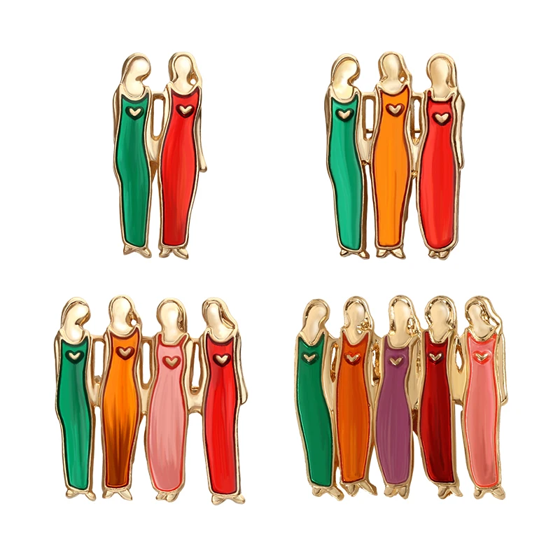 Эмалированная булавка с изображением сердца подруги и девушки винтажная Женская