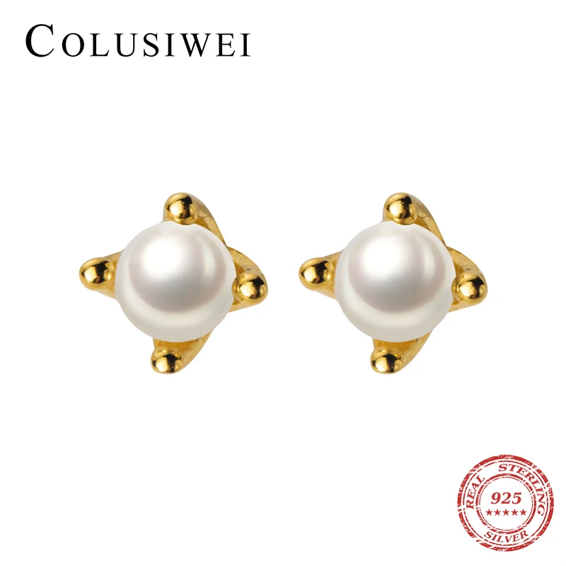 Минималистичные простые жемчужные серьги Colusiwei из стерлингового серебра