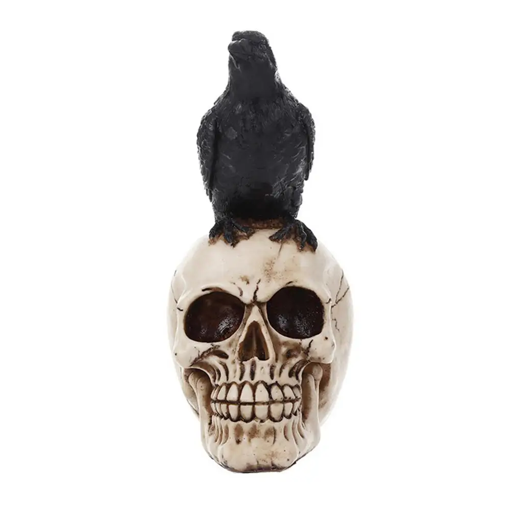 

Halloween Skull Crow Ornament Skeleton Resin Handicraft Decoration Elegant Realistic Halloween Decoration Gothic Home Decor